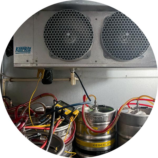 Walk in Refrigeration with beer kegs