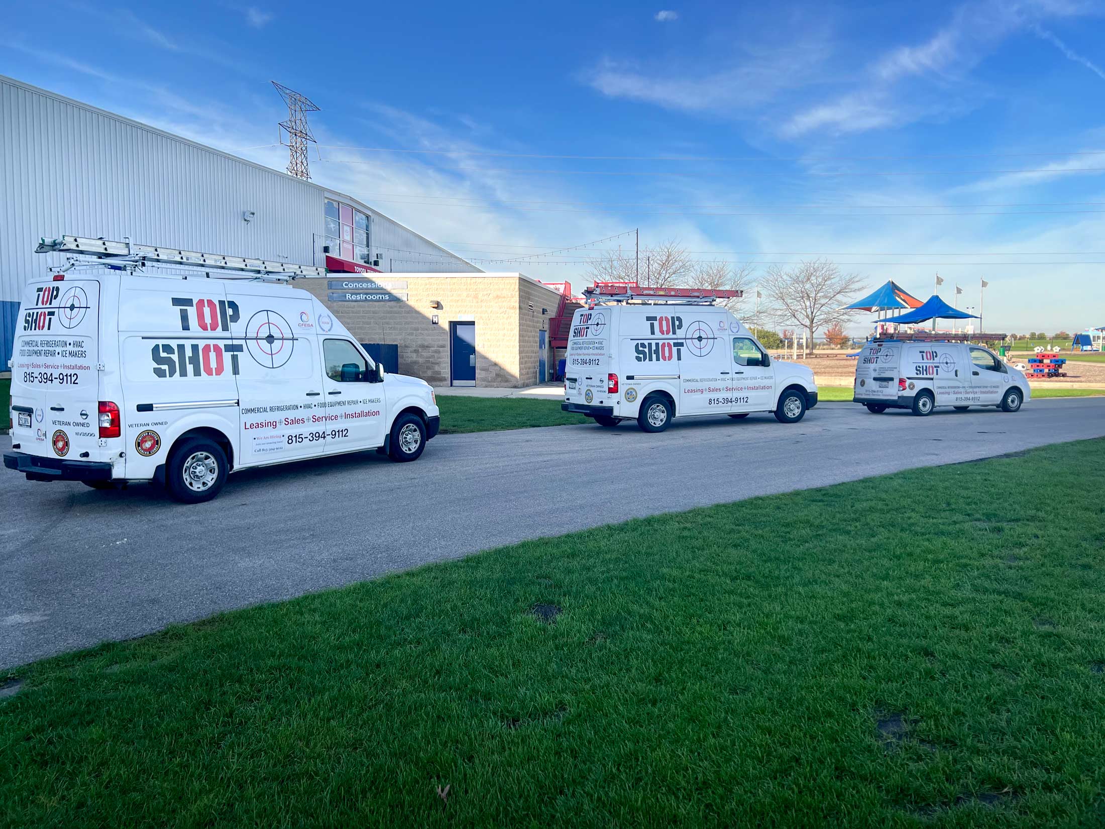 TopShot technician on-site installs a commercial ventilation system on the rooftop a professional kitchen.
